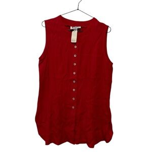 BNWT Red Sleeveless Button-Down Blouse - Size L